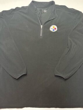 Pittsburgh Steelers Quarter Zip Fleece Jacket 3XLT 3X Tall Black NFL